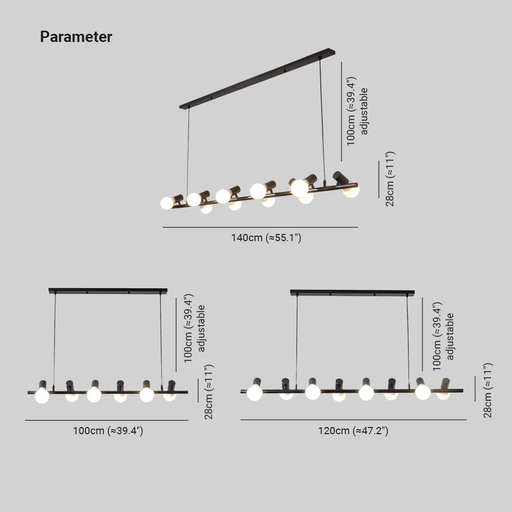 Epoch Vintage LED żyrandol czarny metal jadalnia/salon/bar