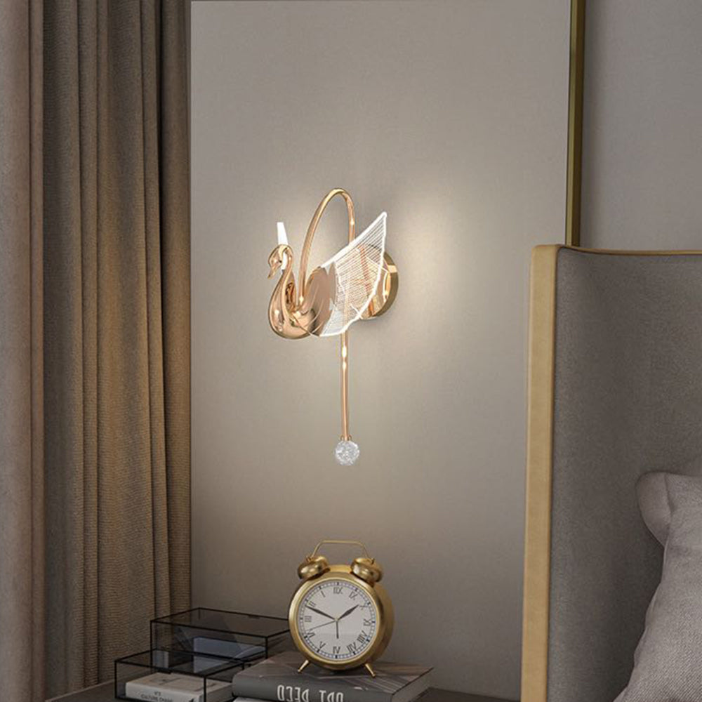 Kady Art Deco Swan lampa ścienna / Metal, złoto/różowe złoto