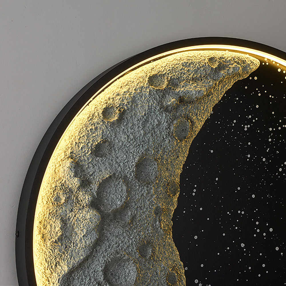 Aria nowoczesny kinkiet astronauta księżyc metal czarny