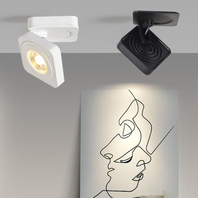 Arisha nowoczesna regulowana lampa sufitowa w kształcie kwadratu z reflektorem, czarny/biały