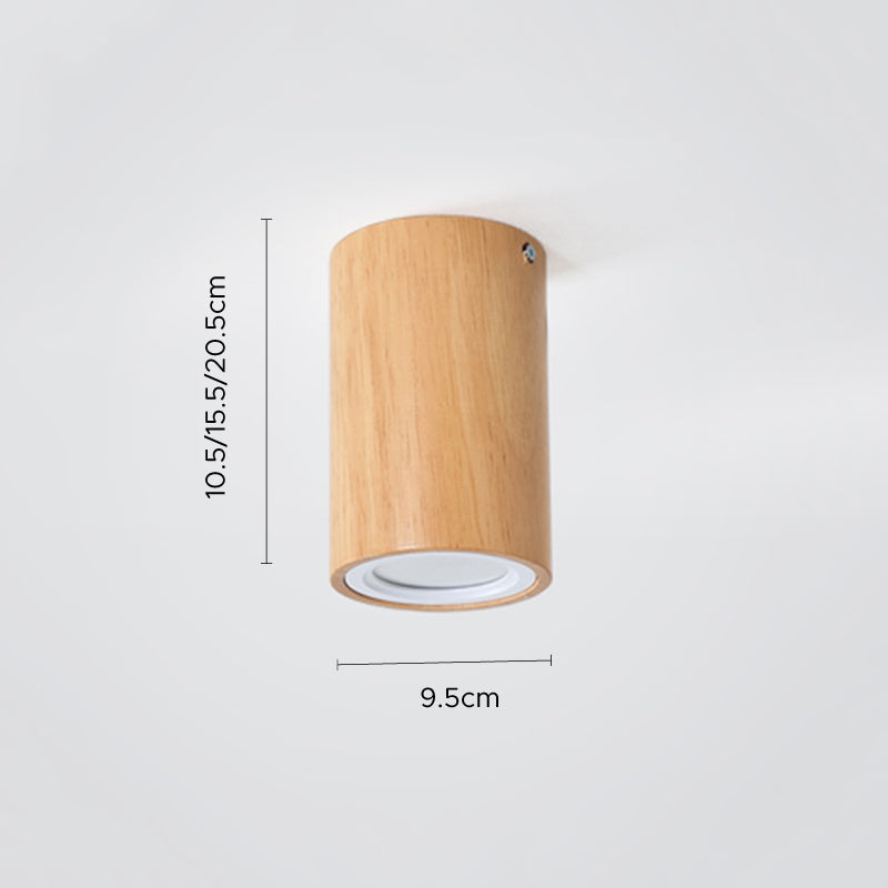 Muto nowoczesna lampa sufitowa drewniana, cylindryczna, korytarz/balkon