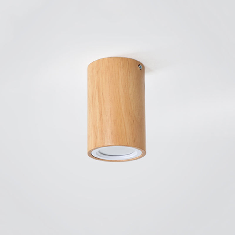 Muto nowoczesna lampa sufitowa drewniana, cylindryczna, korytarz/balkon