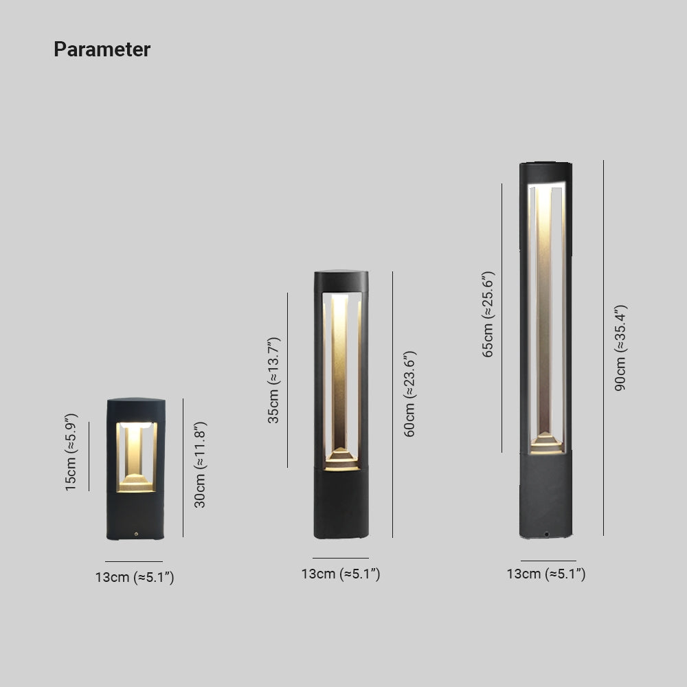 Ray nowoczesna zewnętrzna lampa ścieżkowa metalowa trójkątna pusta czarna