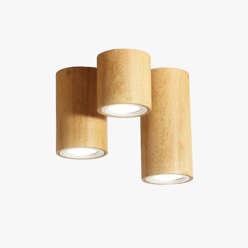 Muto nowoczesna lampa sufitowa drewniana, cylindryczna, korytarz/balkon