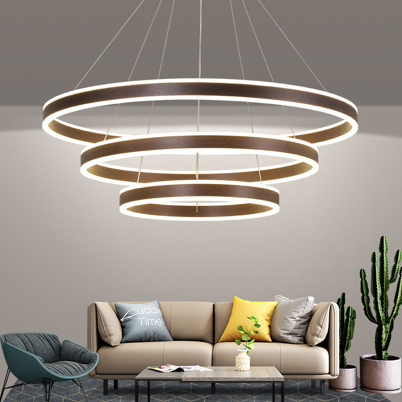 Arisha Moderne Minimaliste Coffee LED lampa wisząca, 3 pierścień
