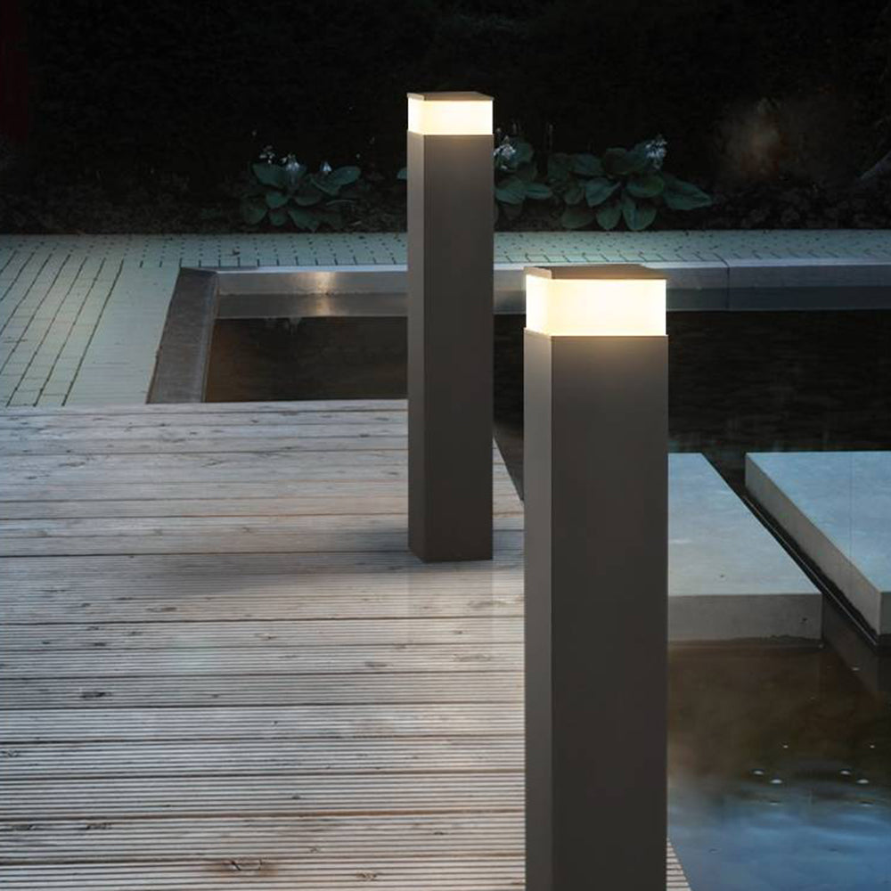 Ray nowoczesna zewnętrzna lampa ścieżkowa z metalu w kształcie prostokąta, czarna