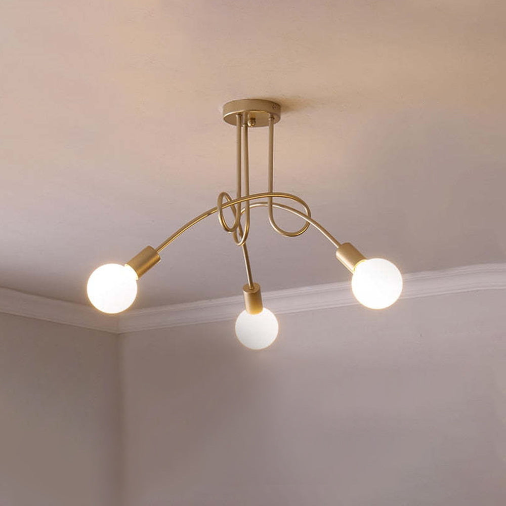 Arisha nowoczesna liniowa lampa sufitowa z krzywą metalową, pokój jadalny/salon