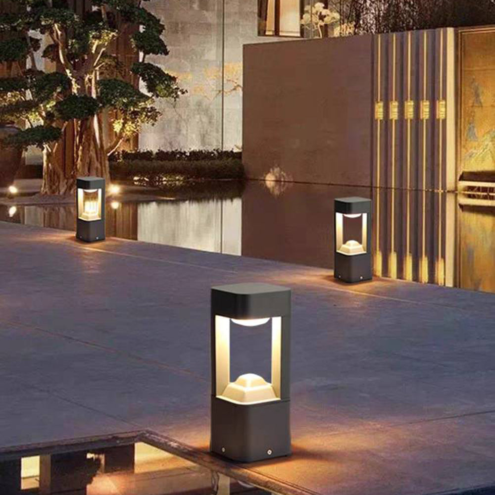 Ray nowoczesna zewnętrzna lampa ścieżkowa metalowa trójkątna pusta czarna