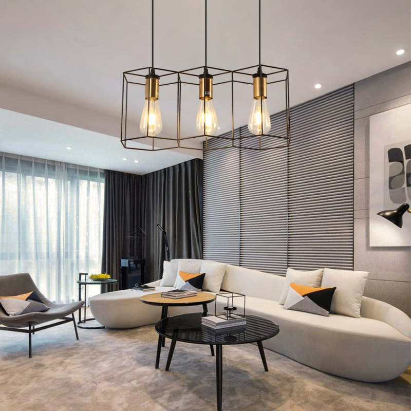 Arisha rustykalna lampa wisząca geometryczna 3/5 w kolorze czarnym