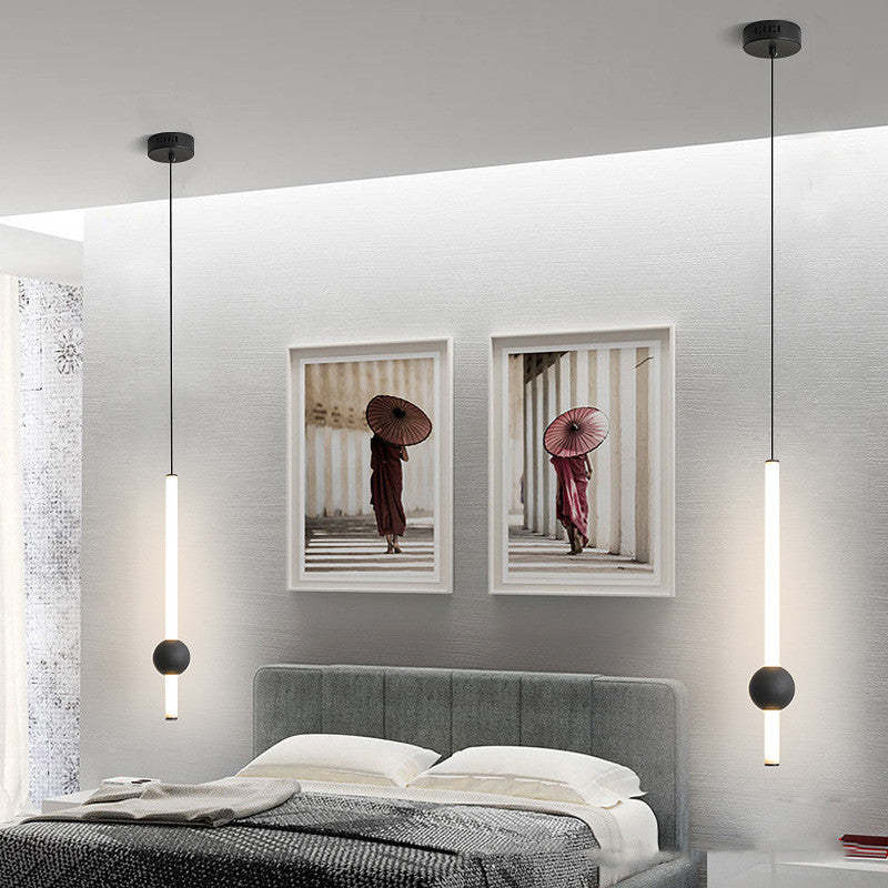 Arisha minimalistyczna lampa wisząca ze szkła o kształcie kuli na liniowym słupku