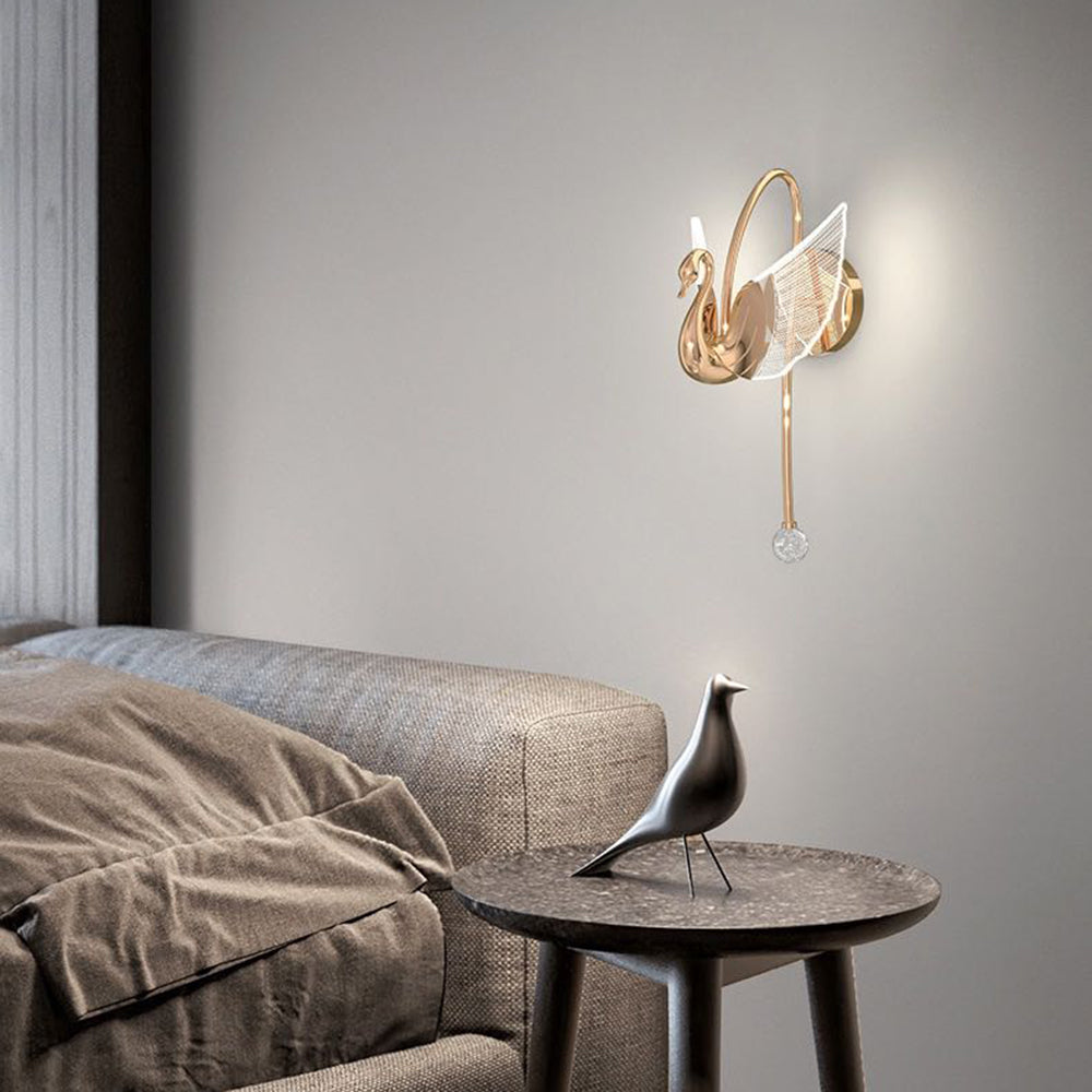 Kady Art Deco Swan lampa ścienna / Metal, złoto/różowe złoto