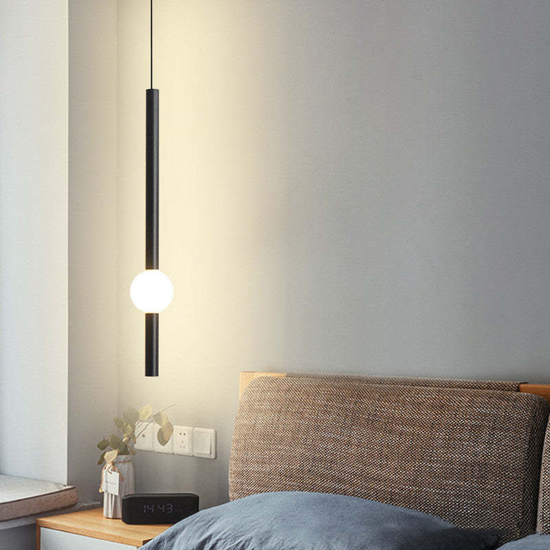 Arisha minimalistyczna lampa wisząca ze szkła o kształcie kuli na liniowym słupku