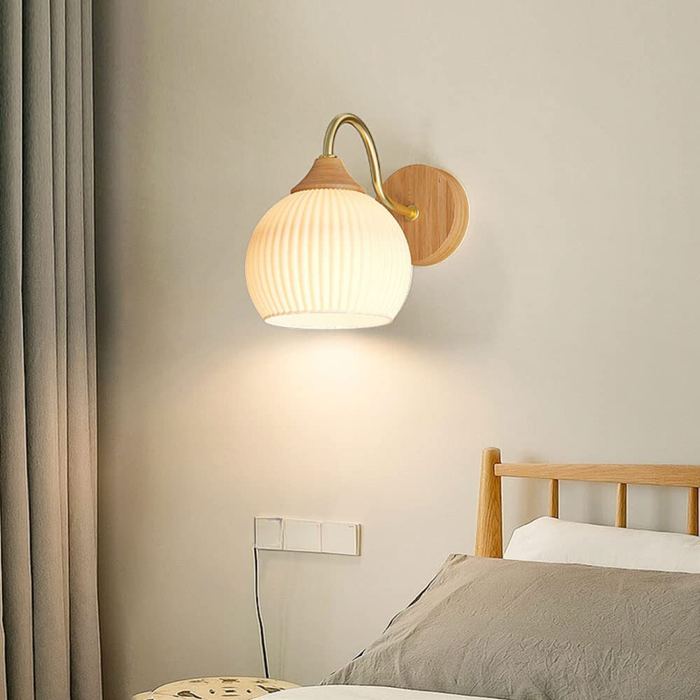 Muto minimalistyczny kinkiet wewnętrzny ze szkła i drewna do sypialni na balkonie