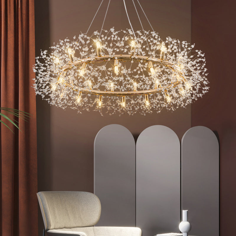 Arisha nowoczesna lampa wisząca LED ze szkła złotego kryształu do sypialni/salonu
