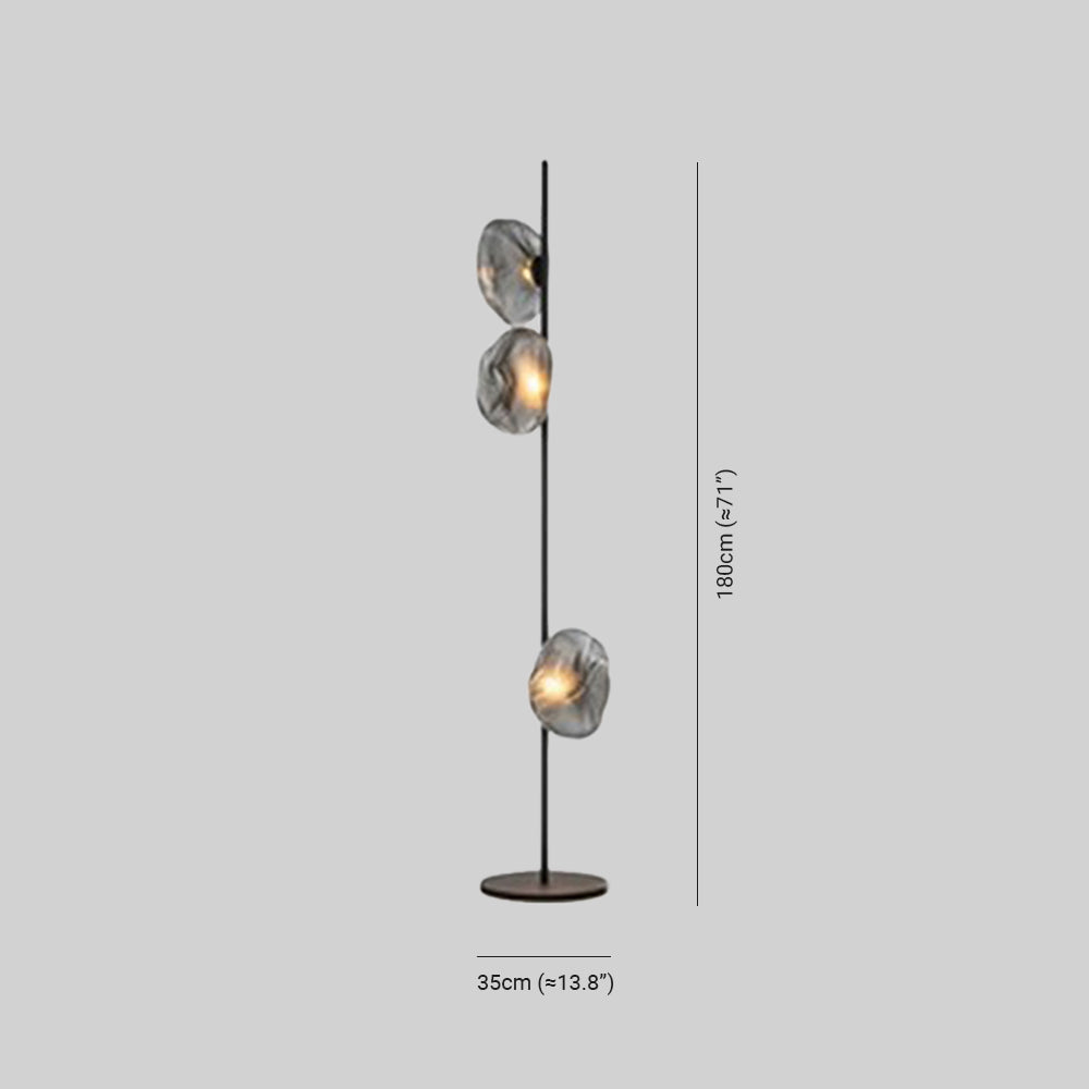 Byers lampa stojąca ze szkła i metalu w kształcie kwiatu, czarna/złota/szara