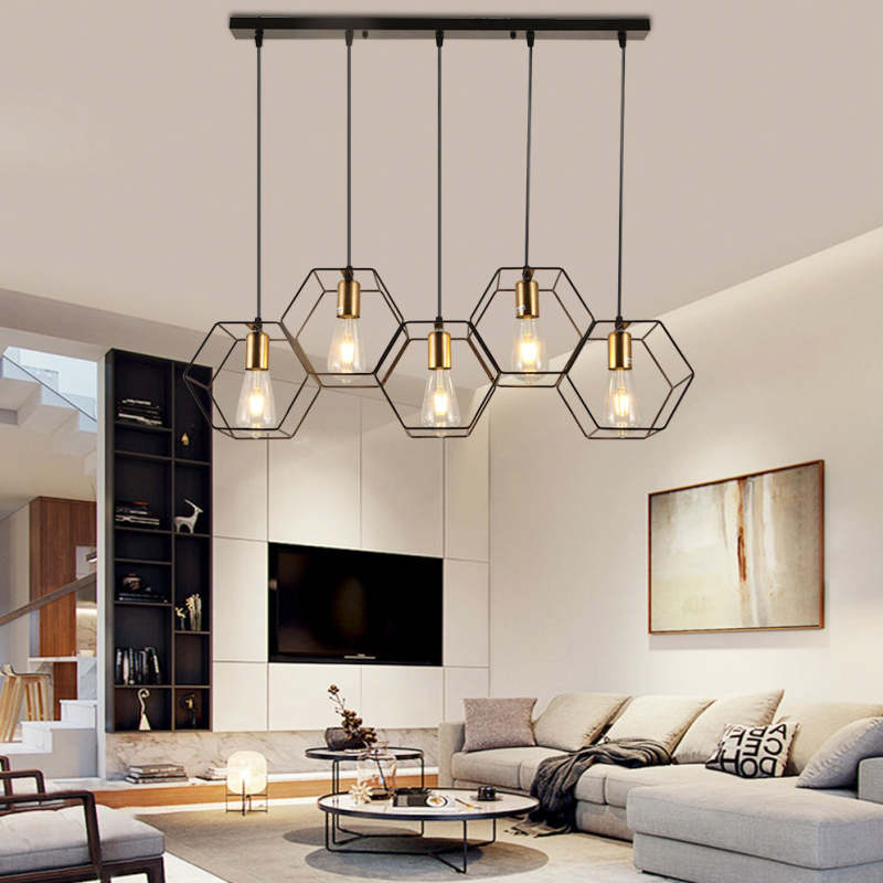 Arisha rustykalna lampa wisząca geometryczna 3/5 w kolorze czarnym
