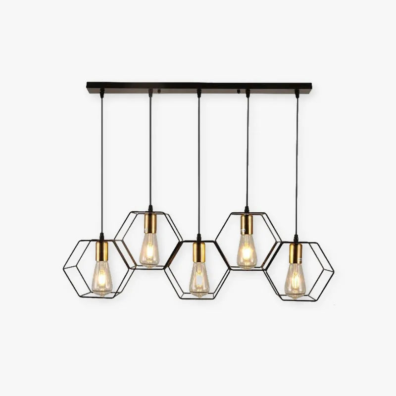 Arisha rustykalna lampa wisząca geometryczna 3/5 w kolorze czarnym