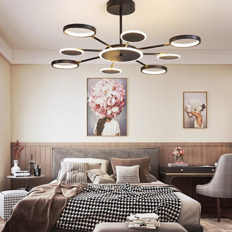 Arisha nowoczesna lampa wisząca z LED, geometryczna, czarna, ściemnialna