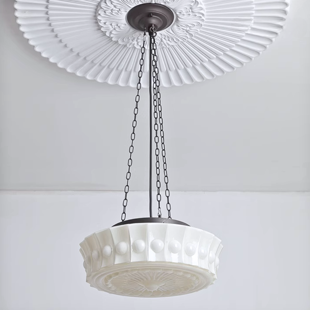 Valentina vintage francuska wiejska kopuła lampa wisząca, biały/beżowy