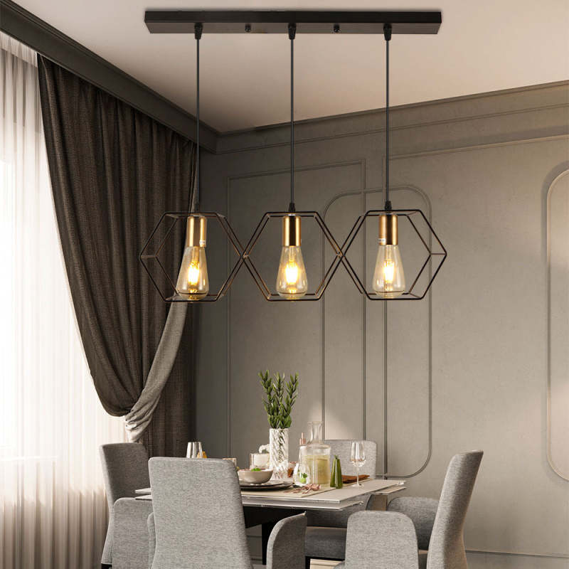 Arisha rustykalna lampa wisząca geometryczna 3/5 w kolorze czarnym
