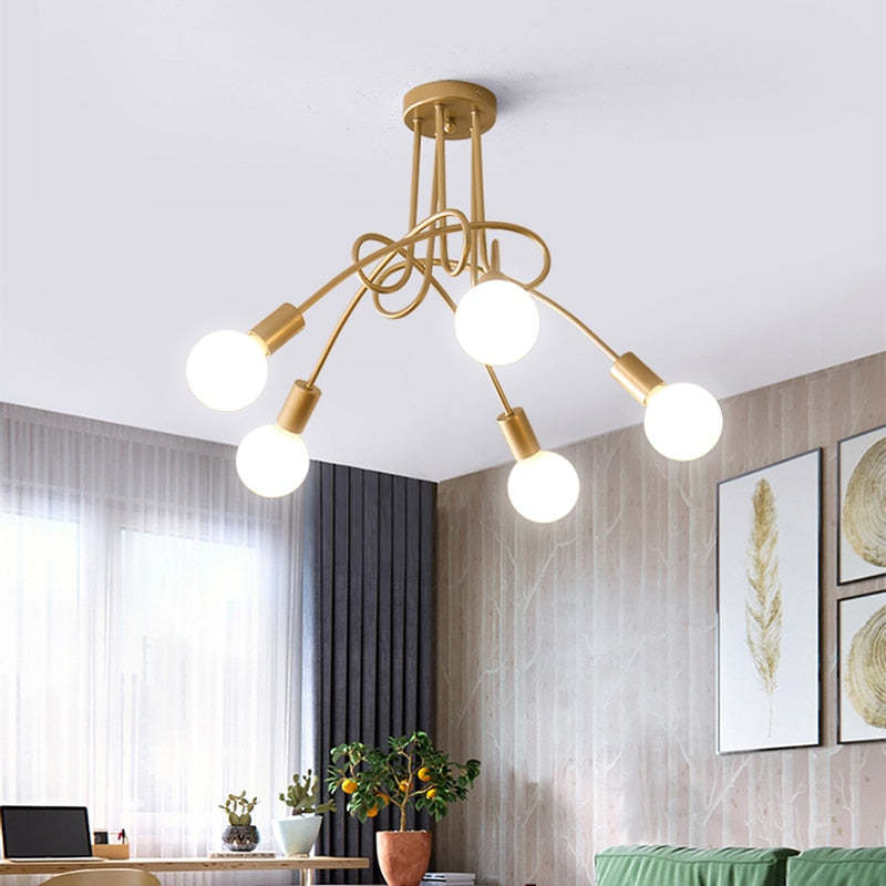 Arisha nowoczesna liniowa lampa sufitowa z krzywą metalową, pokój jadalny/salon