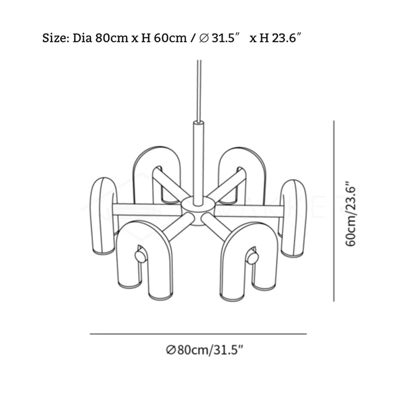 Arisha nowoczesna lampa wisząca liniowa z 3 U-shaped