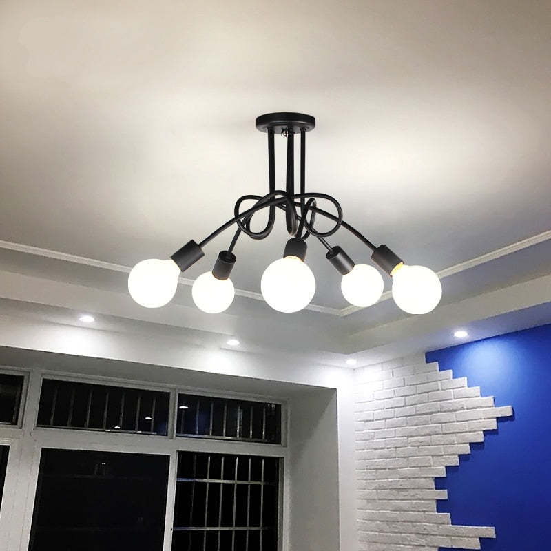 Arisha nowoczesna liniowa lampa sufitowa z krzywą metalową, pokój jadalny/salon