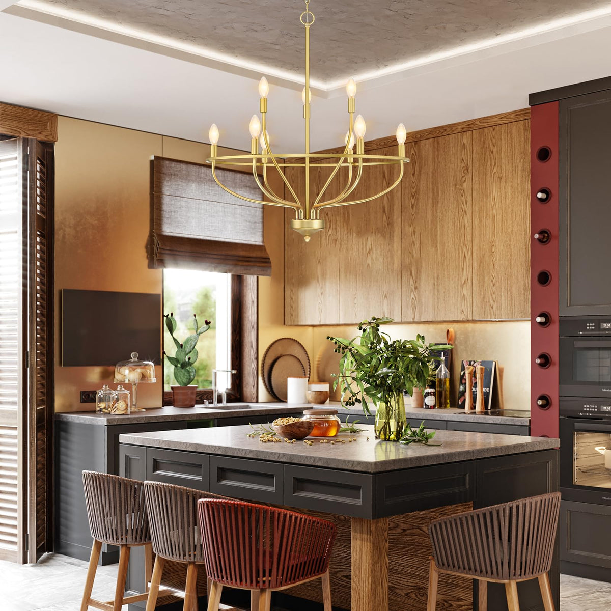 Silva żyrandol metalowy industrialny świec kandelabrowych czarny/karmelowy salon/sypialnia