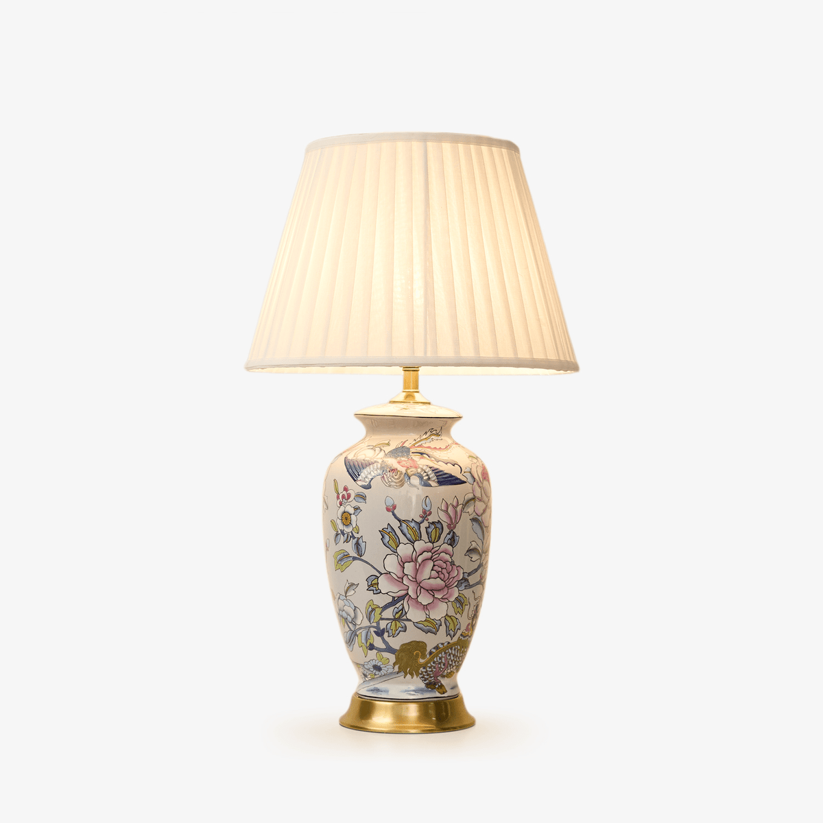 Famille Rose lampa stołowa ceramiczna