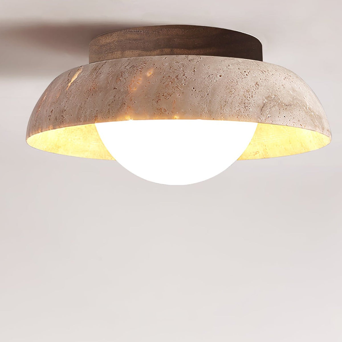 Anya Disc-kopuła Travertine lampa sufitowa