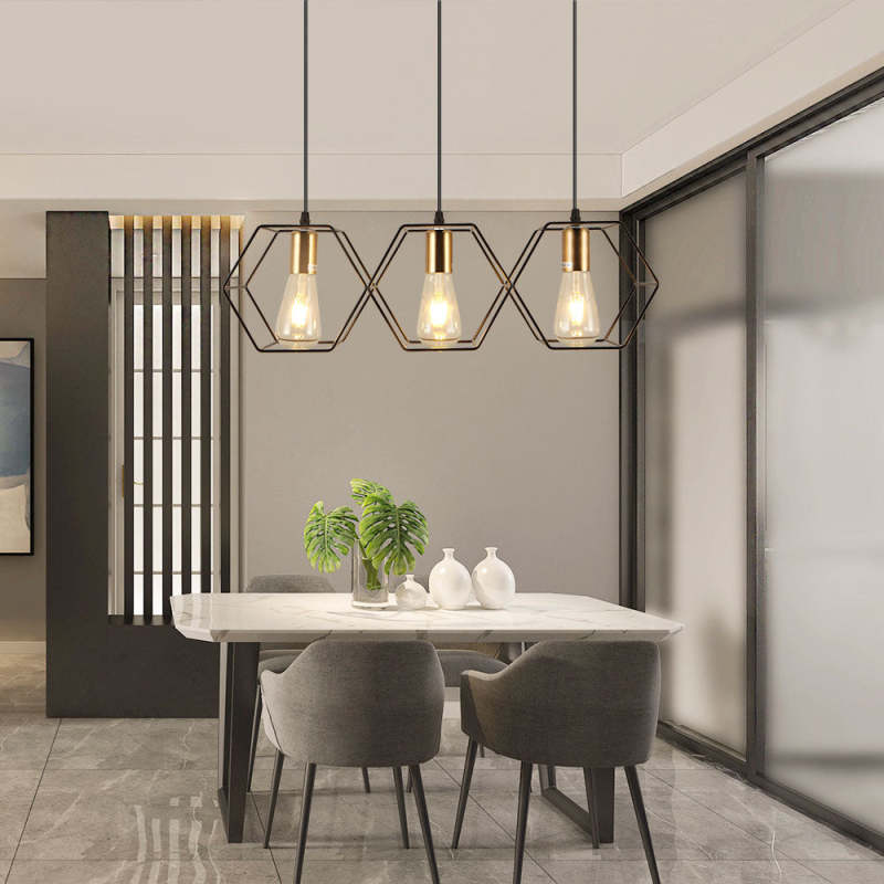 Arisha rustykalna lampa wisząca geometryczna 3/5 w kolorze czarnym