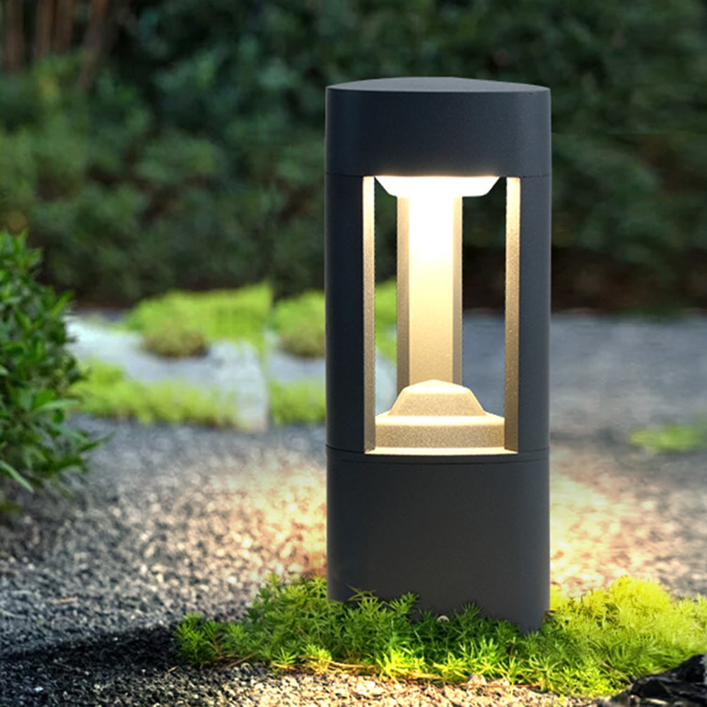 Ray nowoczesna zewnętrzna lampa ścieżkowa metalowa trójkątna pusta czarna