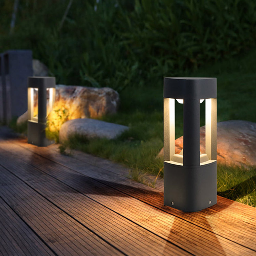 Ray nowoczesna zewnętrzna lampa ścieżkowa metalowa trójkątna pusta czarna
