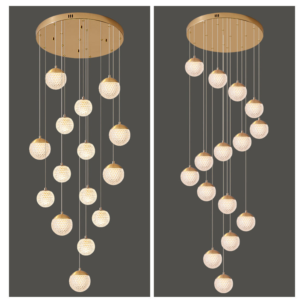 Arisha wielostopniowa nowoczesna lampa wisząca w stylu Art Deco Jibril, złoto