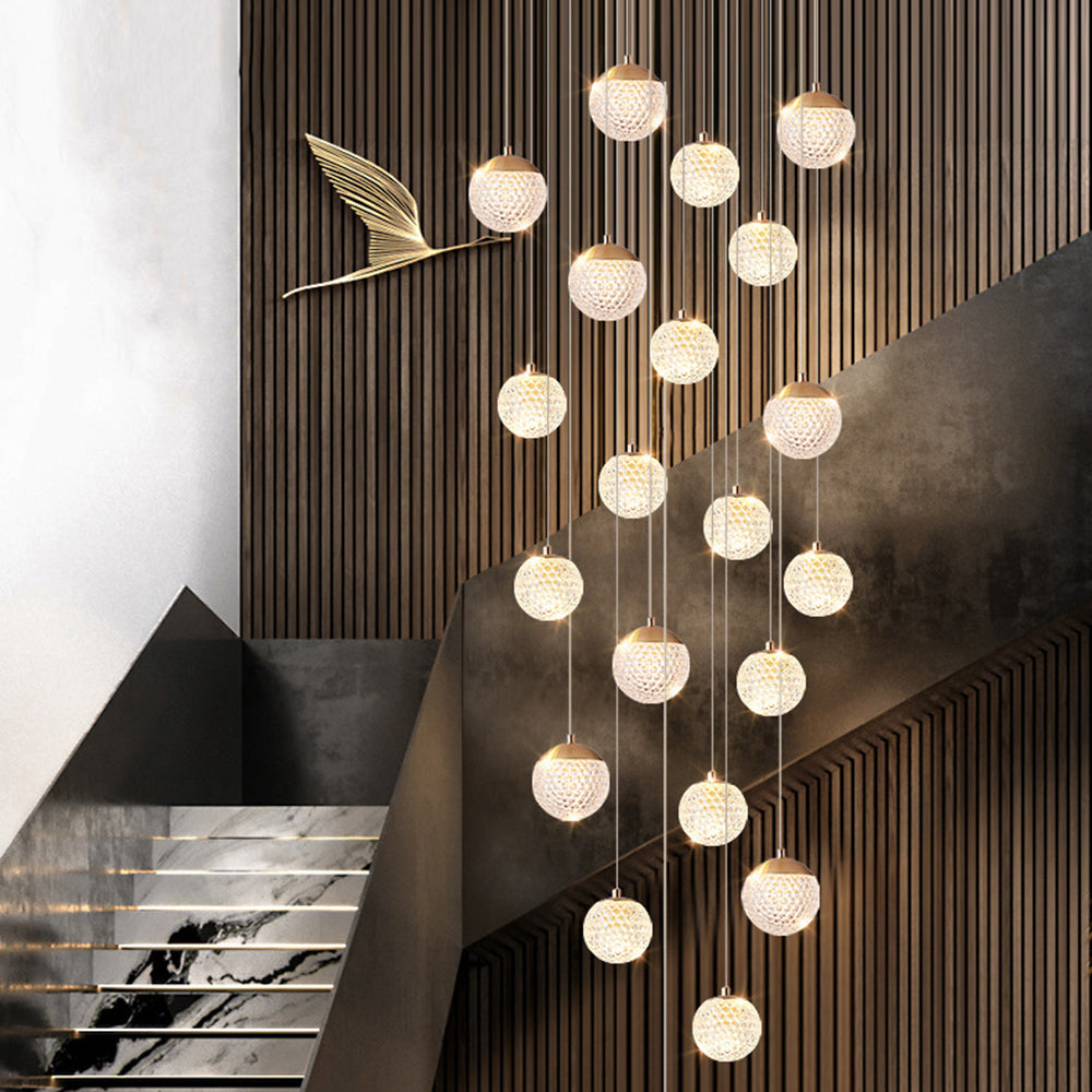 Arisha wielostopniowa nowoczesna lampa wisząca w stylu Art Deco Jibril, złoto
