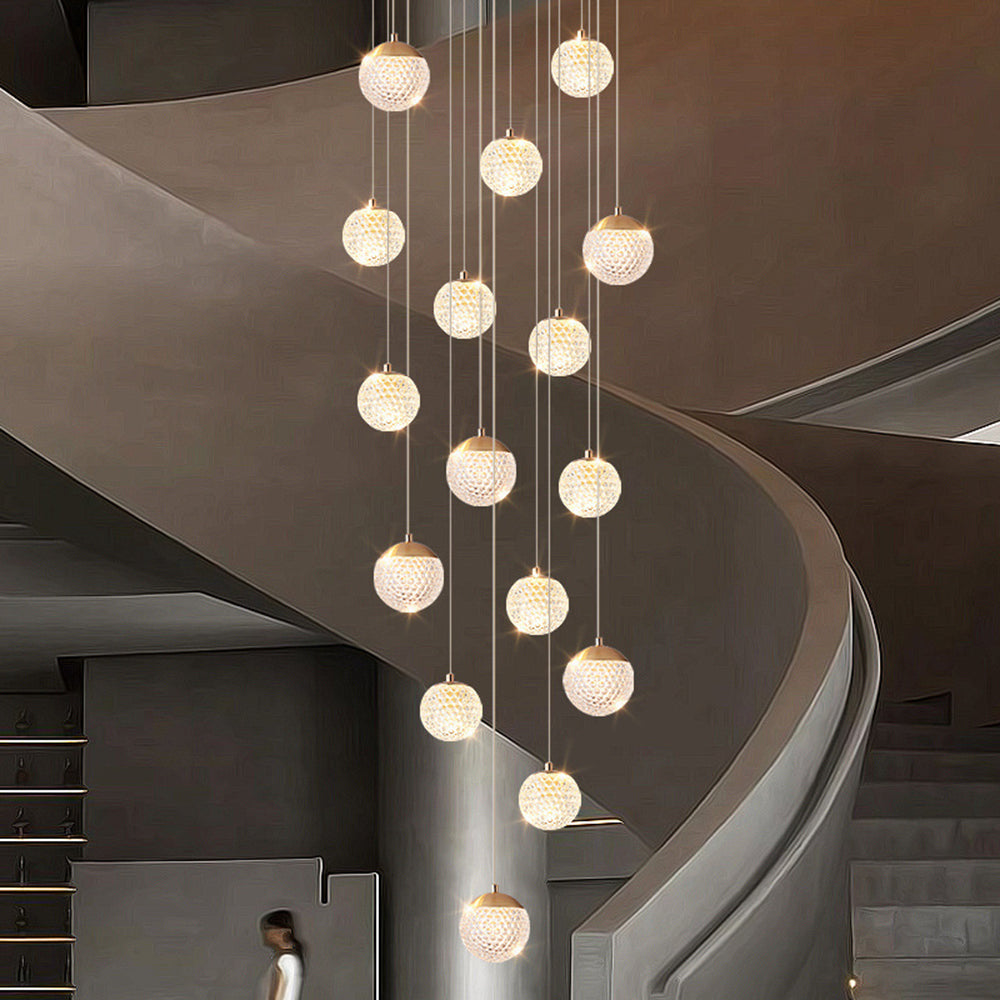 Arisha wielostopniowa nowoczesna lampa wisząca w stylu Art Deco Jibril, złoto