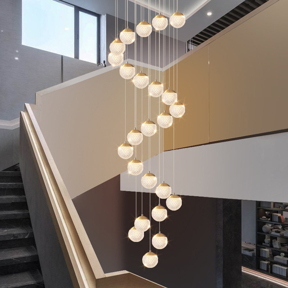 Arisha wielostopniowa nowoczesna lampa wisząca w stylu Art Deco Jibril, złoto