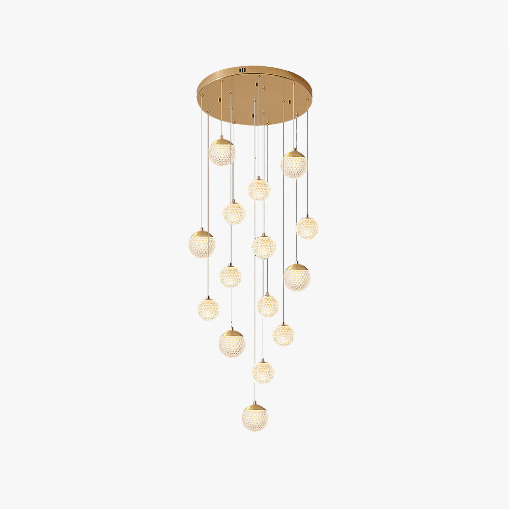 Arisha wielostopniowa nowoczesna lampa wisząca w stylu Art Deco Jibril, złoto