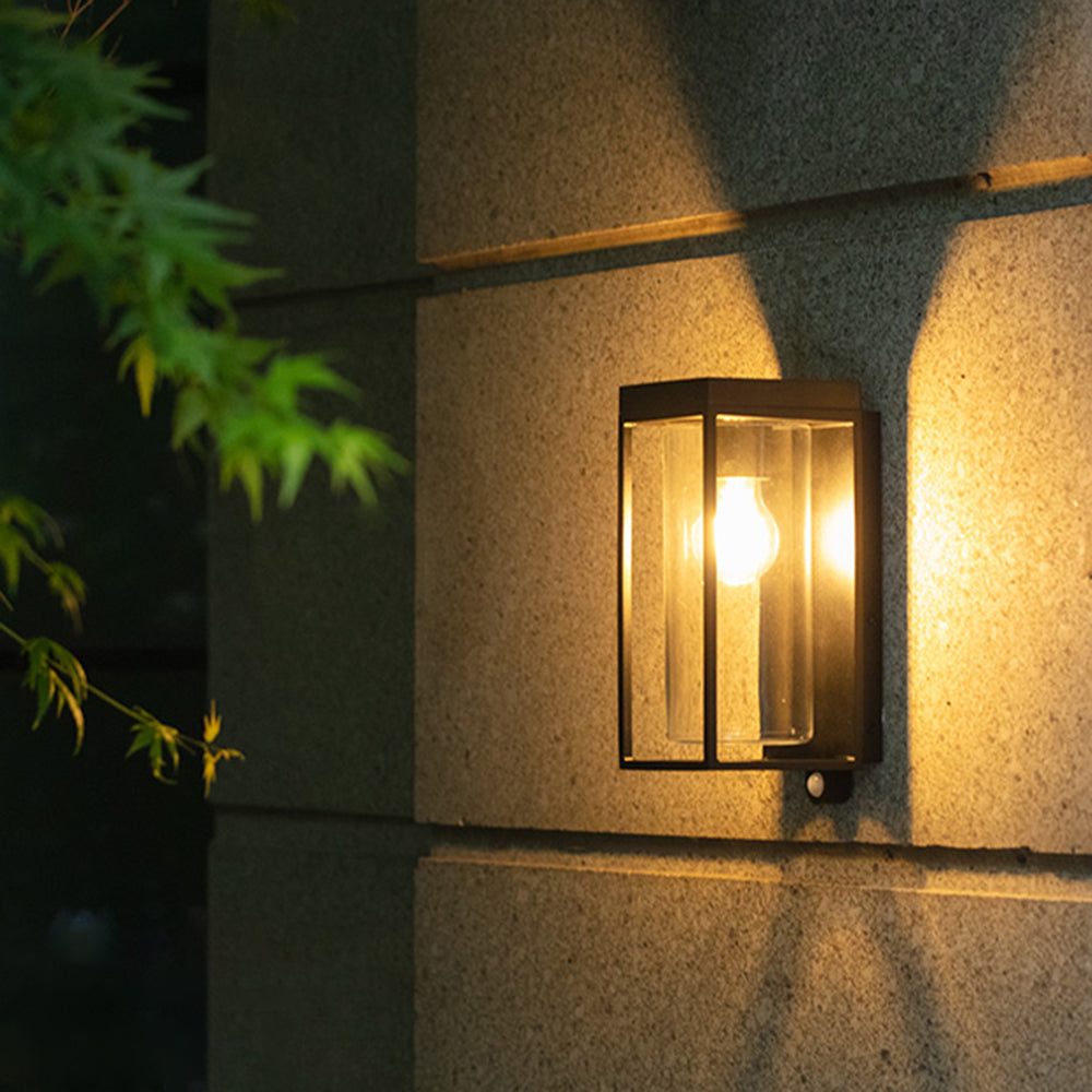 Ray nowoczesna zewnętrzna lampa ścienna prostokątna ze szkła