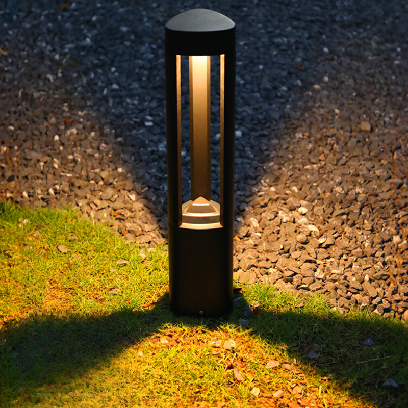 Ray nowoczesna zewnętrzna lampa ścieżkowa metalowa trójkątna pusta czarna