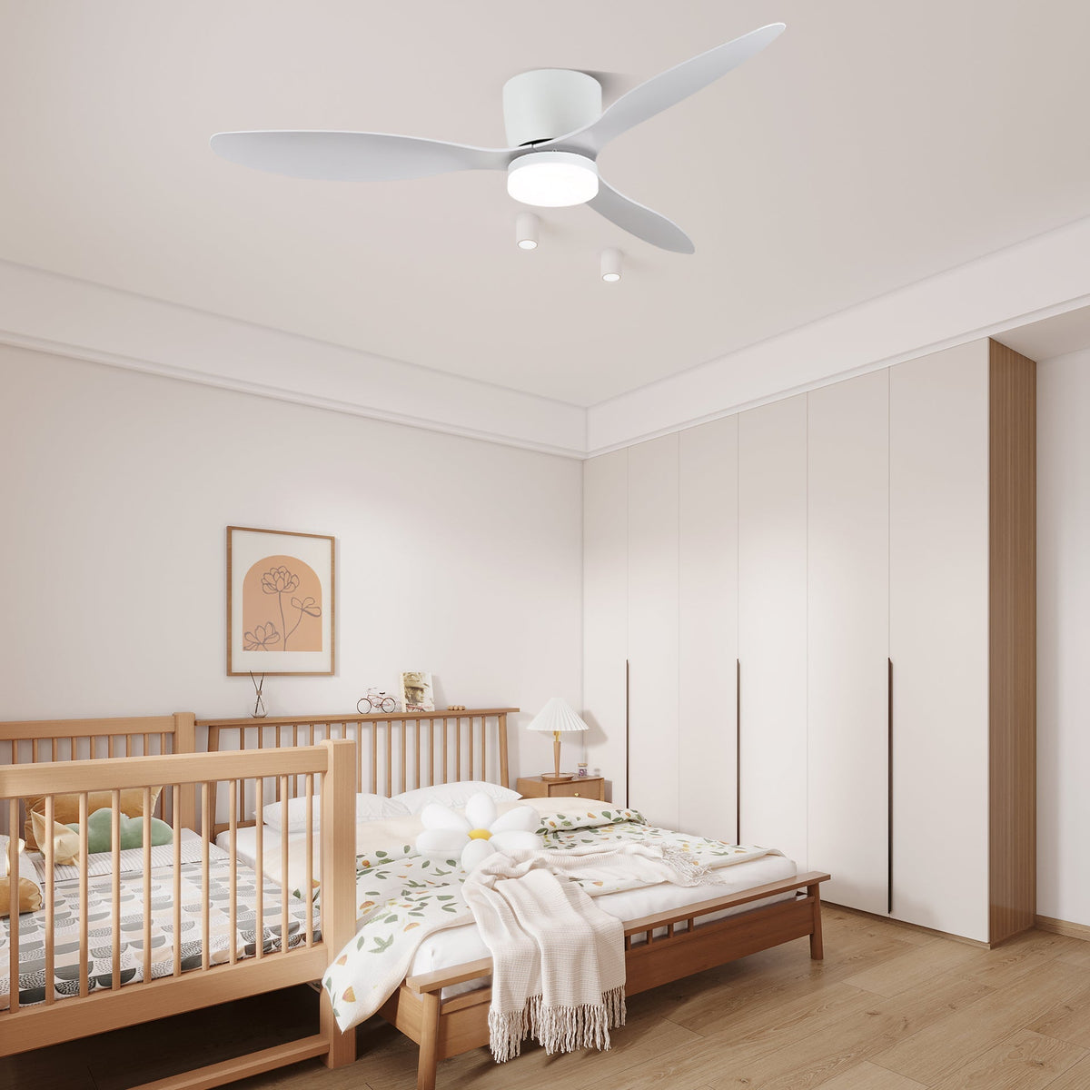Brinor minimalistyczna lampa sufitowa z wentylatorem drewniana