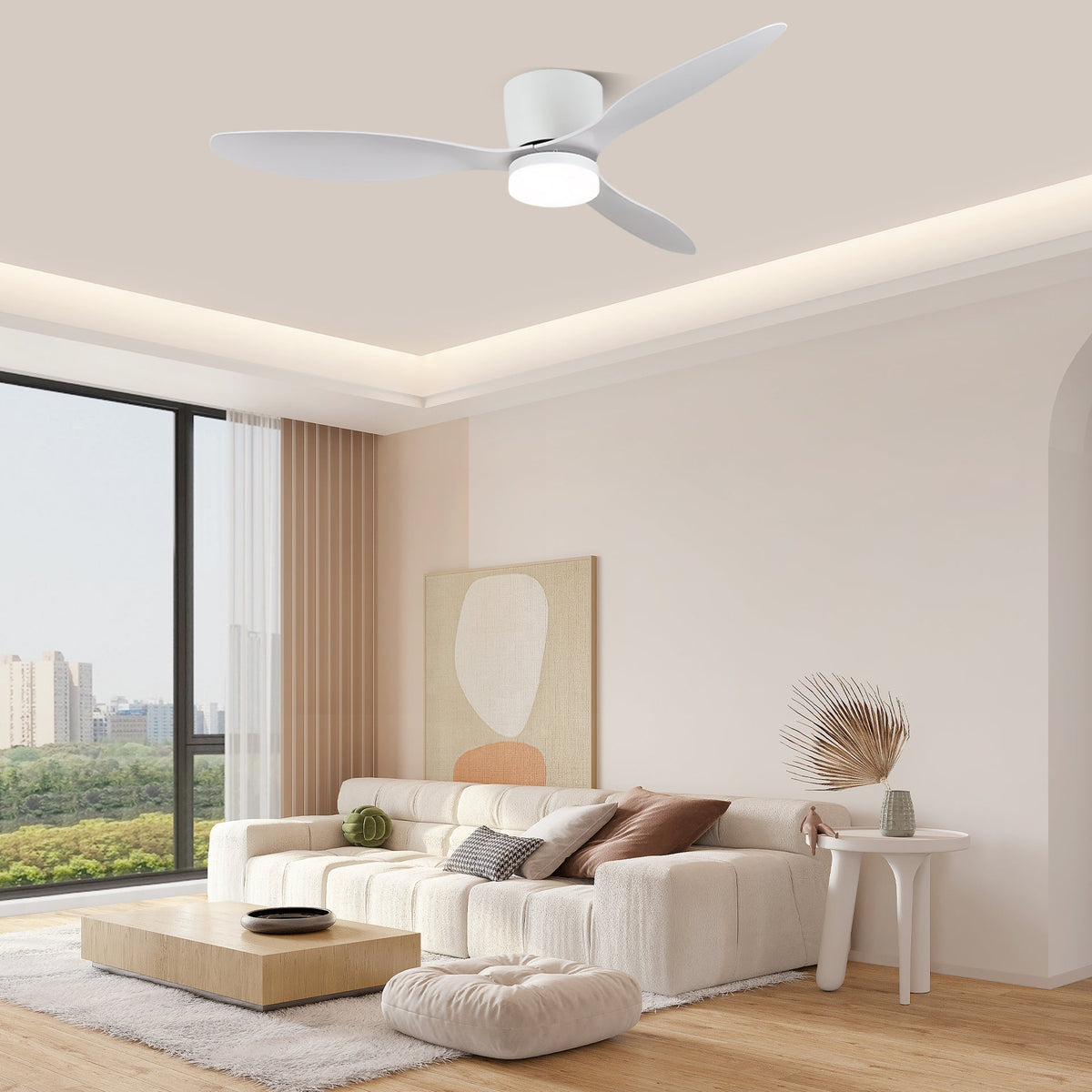 Brinor minimalistyczna lampa sufitowa z wentylatorem drewniana