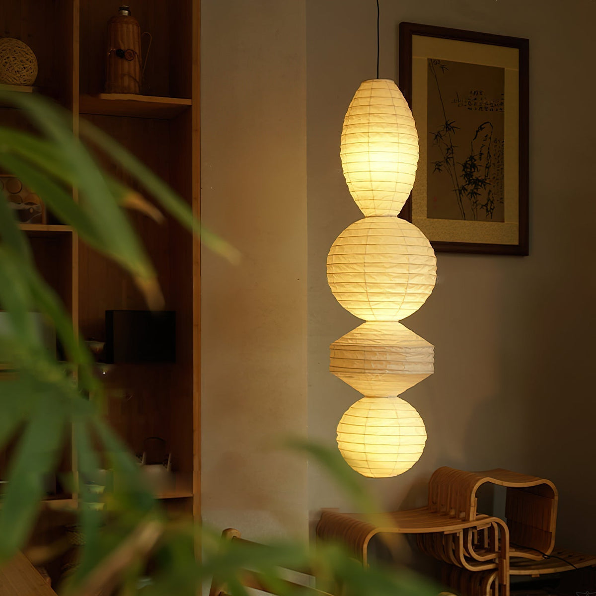 Nami lampa wisząca latarnia papierowa Wabi-sabi