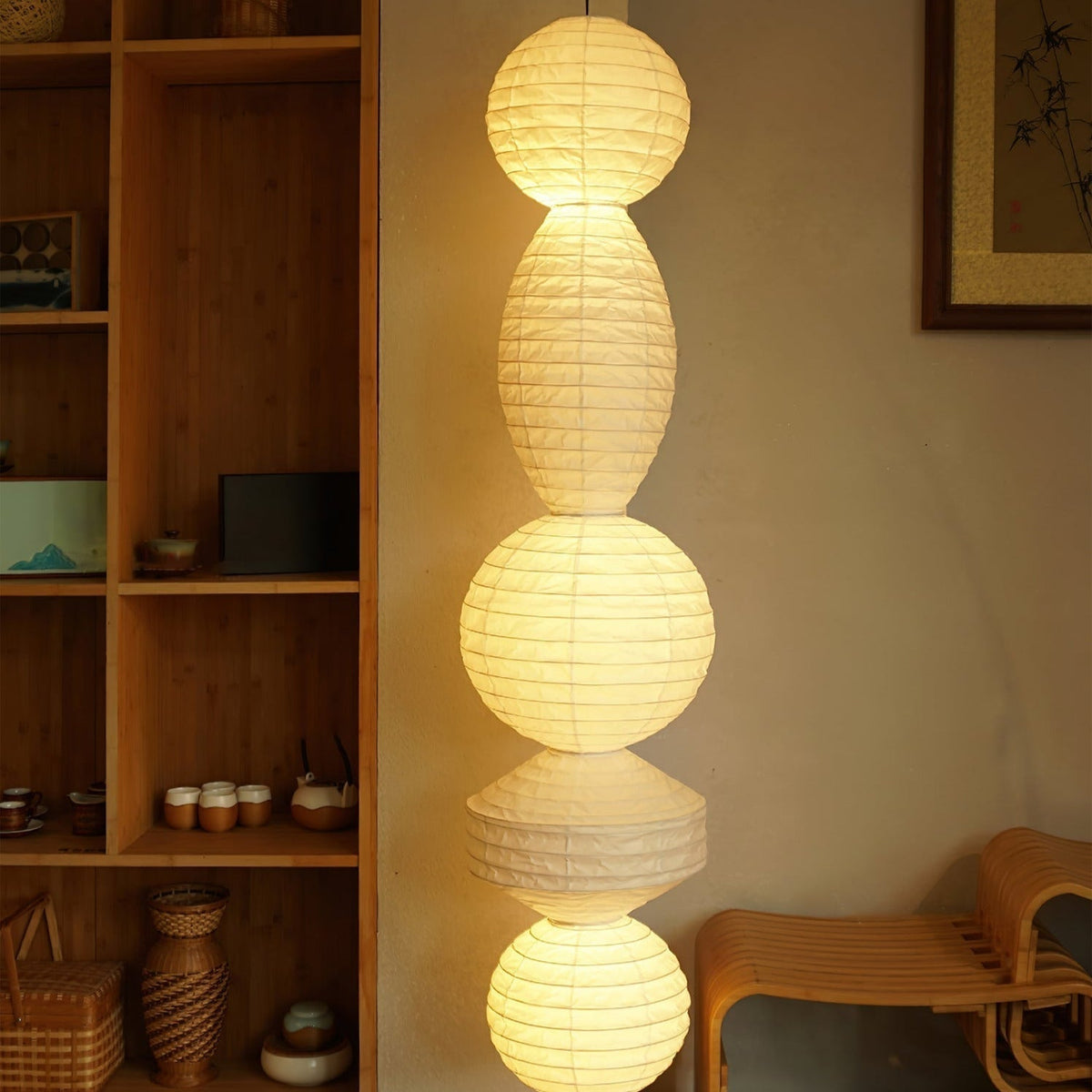 Nami lampa wisząca latarnia papierowa Wabi-sabi