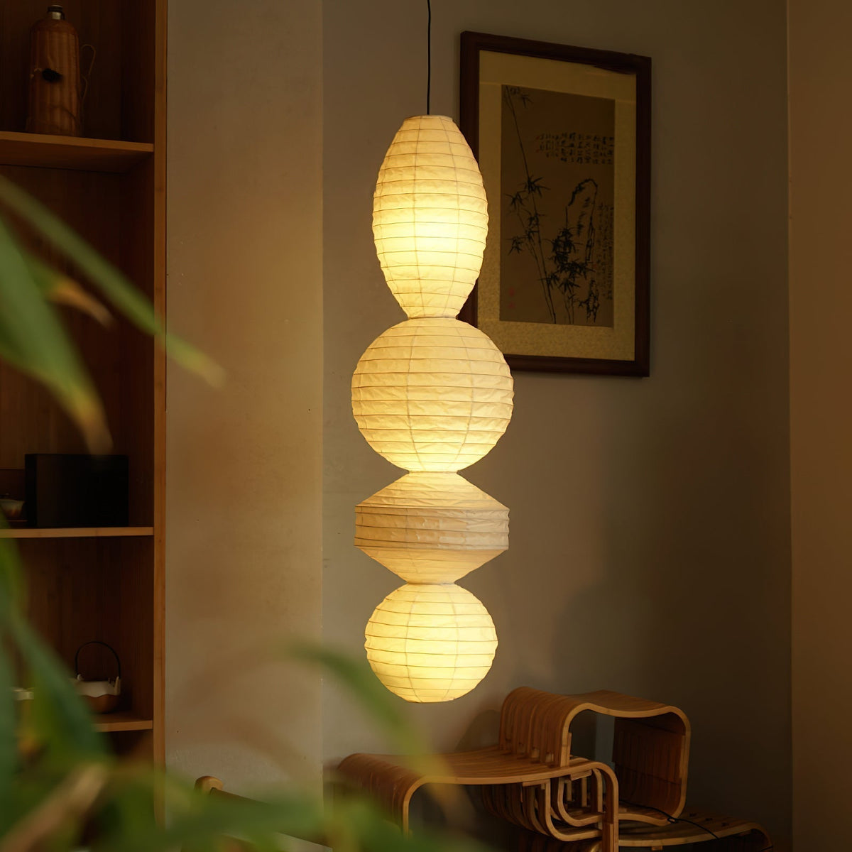 Nami lampa wisząca latarnia papierowa Wabi-sabi