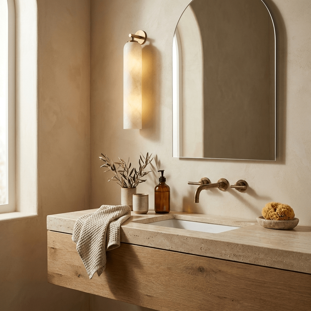 Kinkiet Alabaster w kształcie długiego cylindra