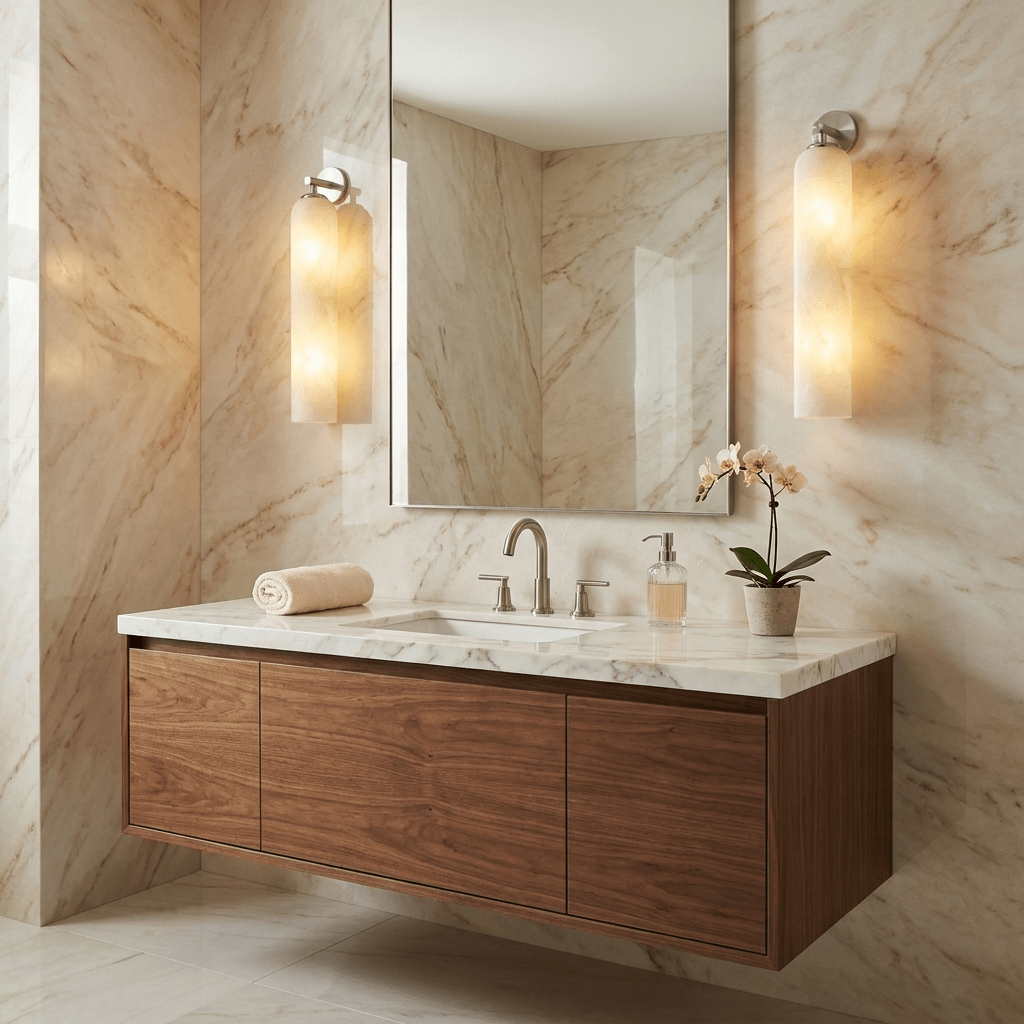 Kinkiet Alabaster w kształcie długiego cylindra