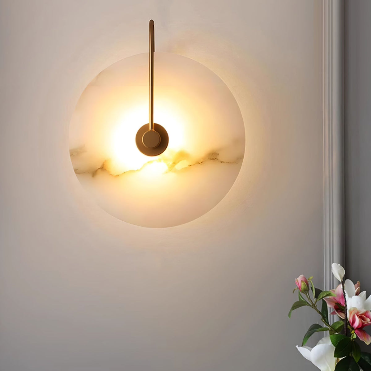 Kristy kinkiet ze szkła białego alabaster w kształcie okręgu