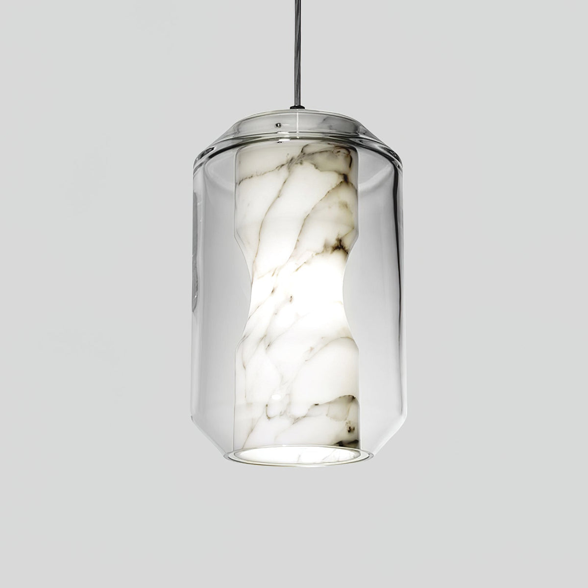 Aveneriella żyrandol Alabaster ze szkła