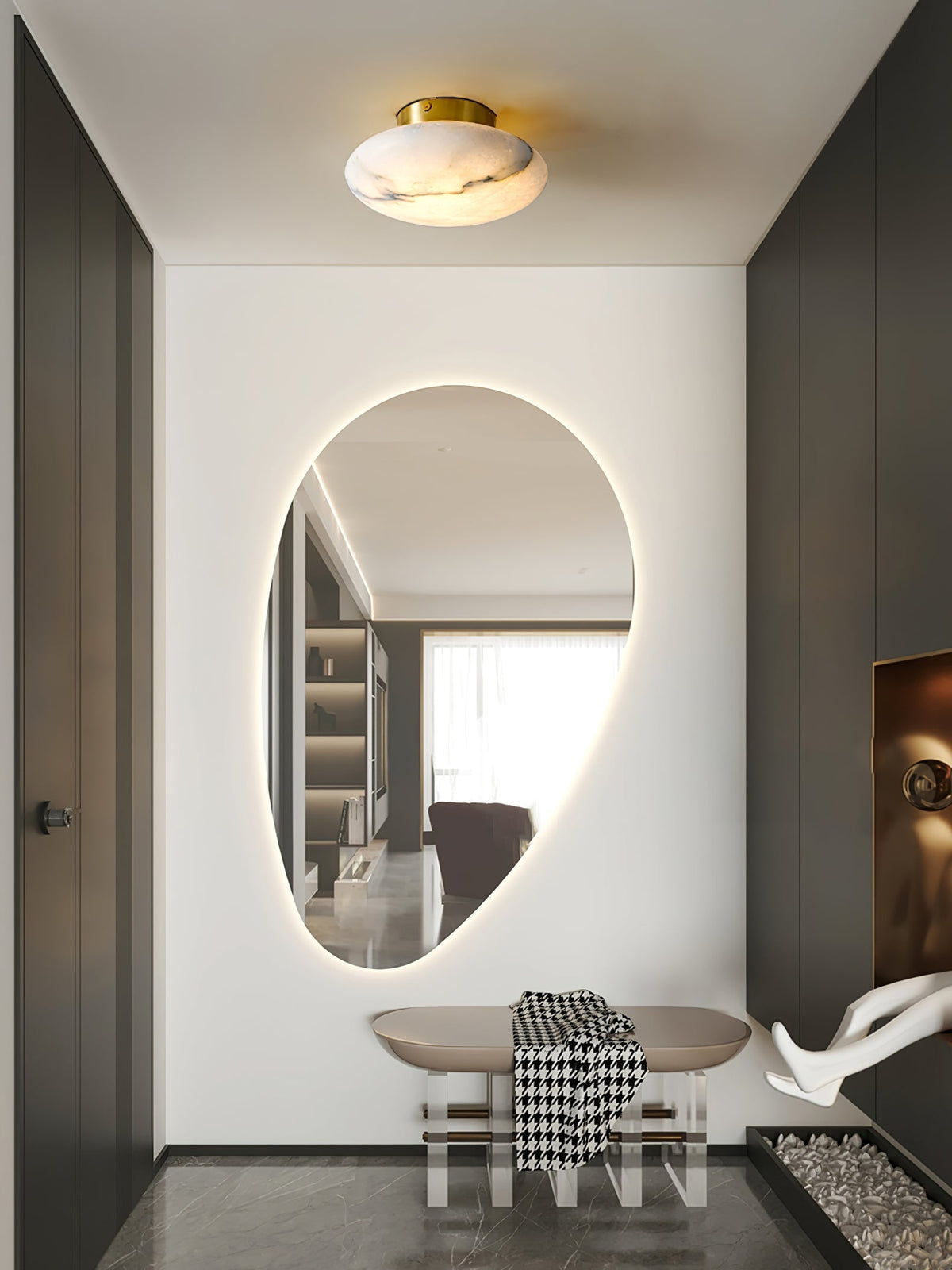 Vanorara minimalistyczna lampa sufitowa montowana bezpośrednio ze szkła alabastrowego